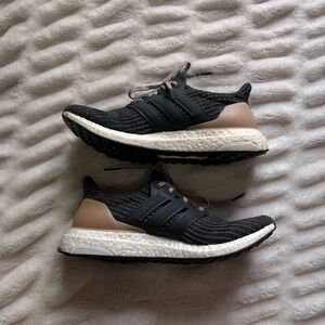 adidas Black Knit Ultraboost Slip-On Sneakers with Beige Pull Tab